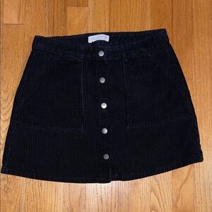 Zara Black Corduroy Mini Skirt with Buttons
